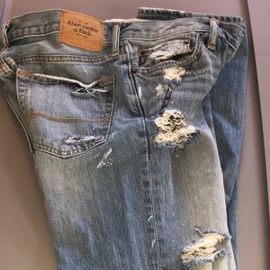 Abercrombie & Fitch classic destroyed blue jeans